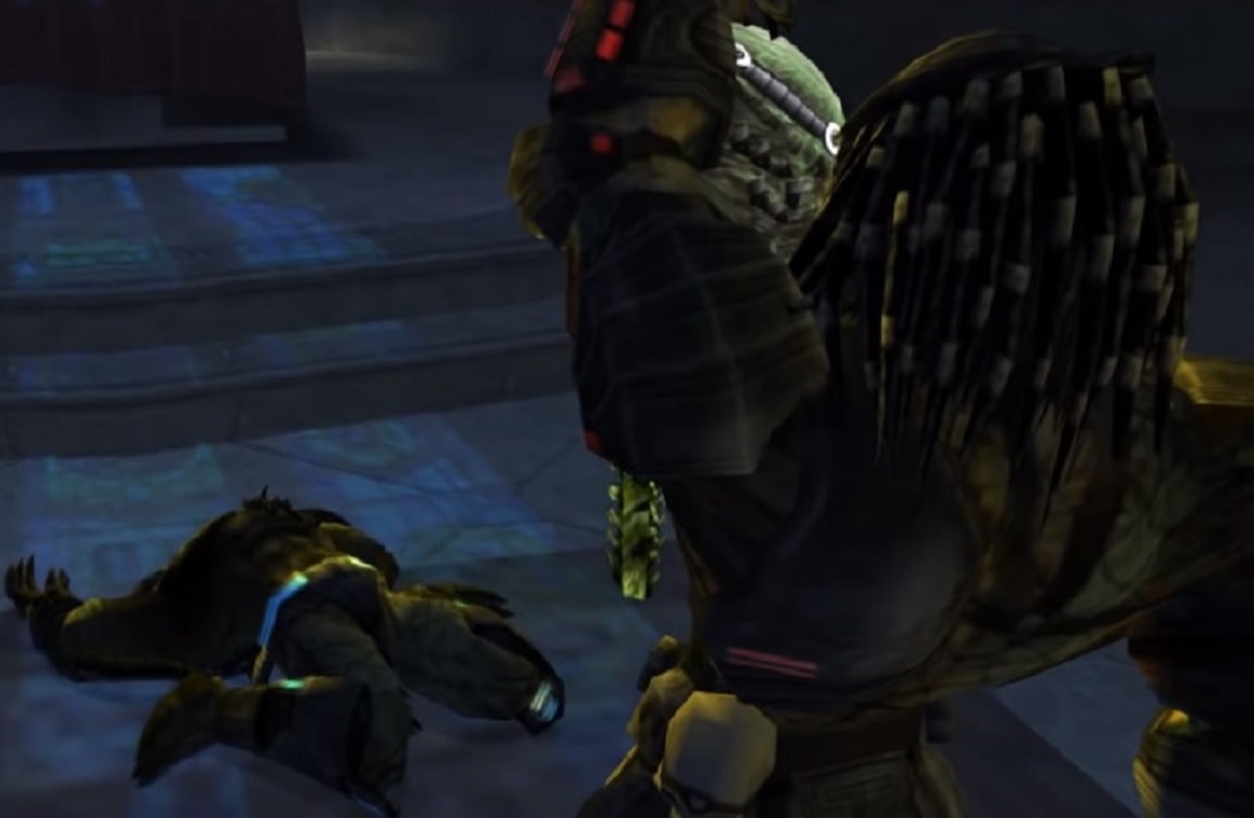 Stone Heart Predator gets beheaded by Scarface in Predator: Concrete Jungle