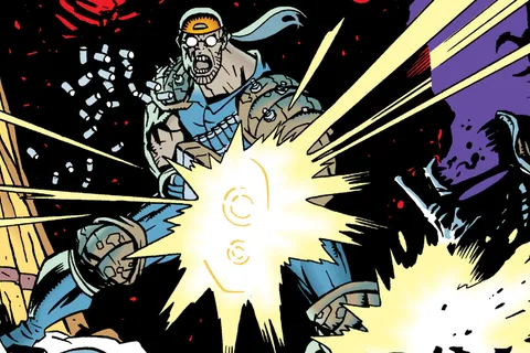 Herk Mondo firing on Xenomorphs in Aliens: Mondo Pest