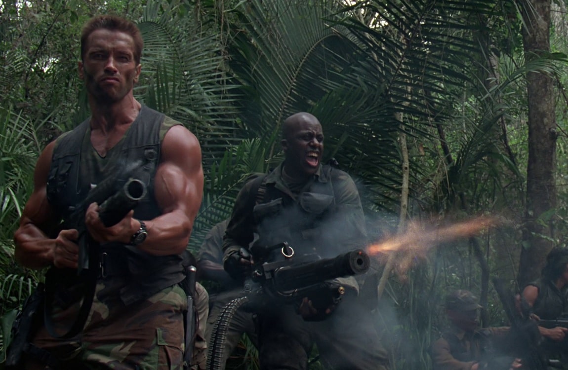 Dutch's squad fighting in the jungle in Predator