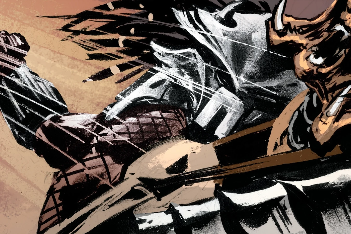Hornhead and Ahab lock together in close combat during their ritual duel on LV-223