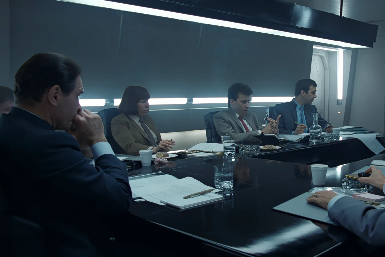 The ICC board of inquiry in Aliens, with Van Leuwen in the foreground at the table