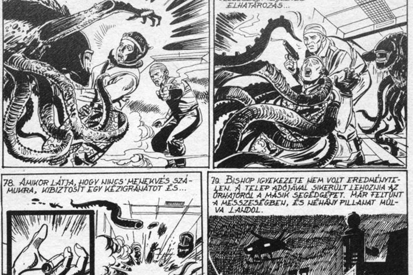 Tentacle Xenomorphs attacking Vasquez before the grenade in Aliens: Halál