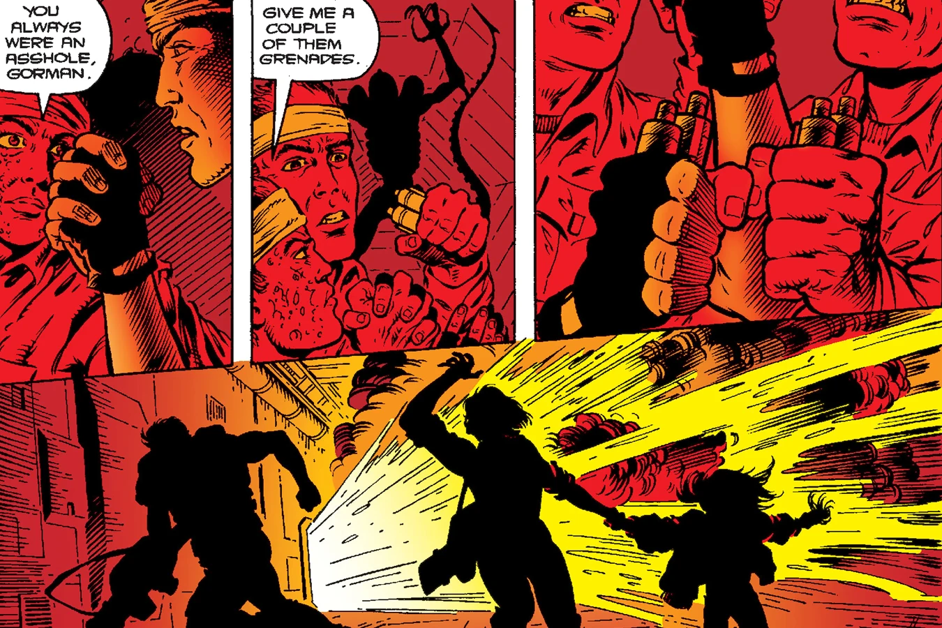 Vasquez and Gorman holding several grenades in Aliens: Newt's Tale