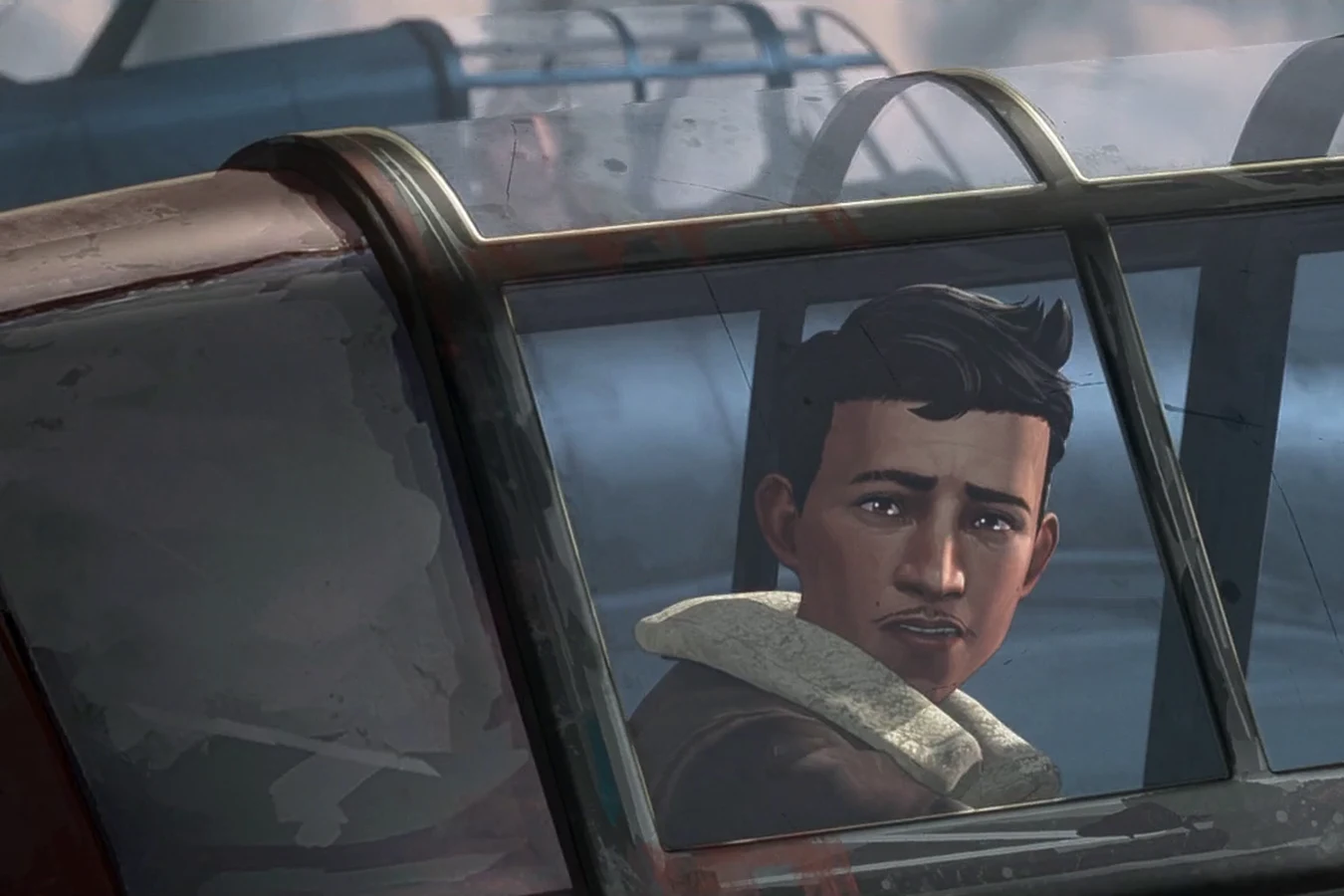 Torres in the cockpit of a battered F4F Wildcat