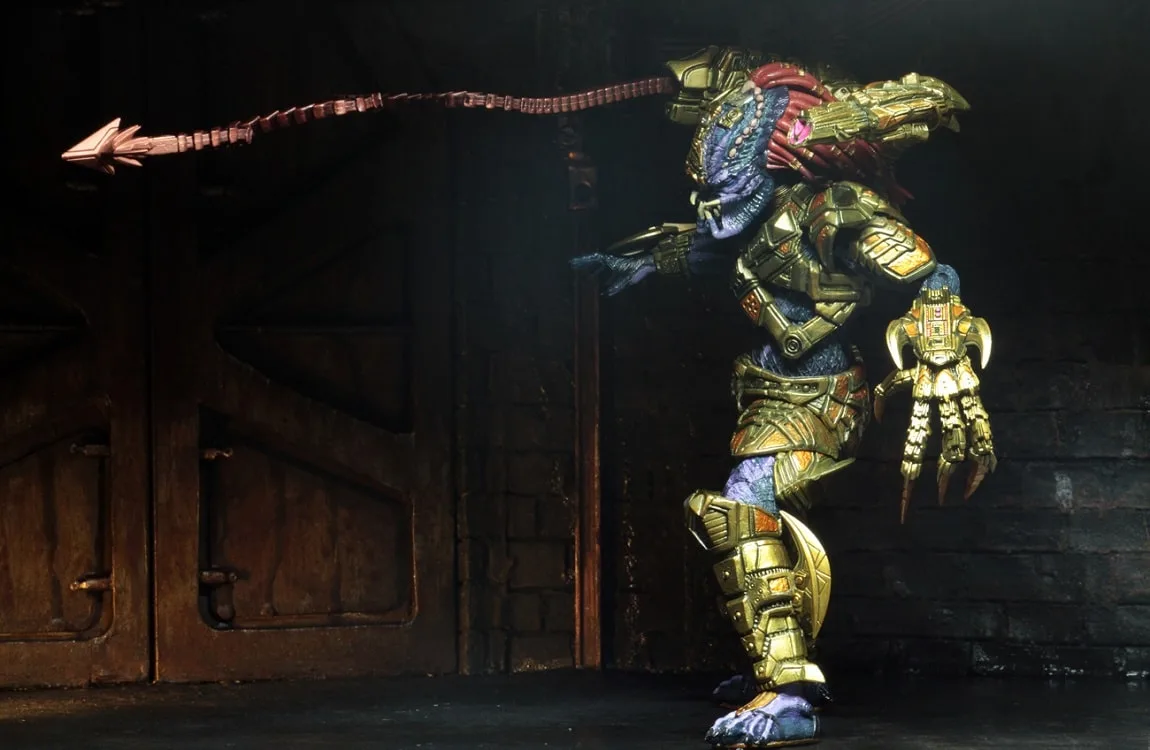 Lasershot Predator package artwork showing his weapons and cybernetic armor