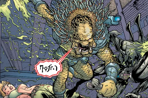 Lefty striking a Xenomorph over a smuggler on the Outpost