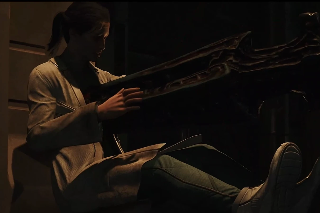 A Xenomorph Queen driving its tail through Dr. Lily Pearce in Aliens Fireteam Elite 2