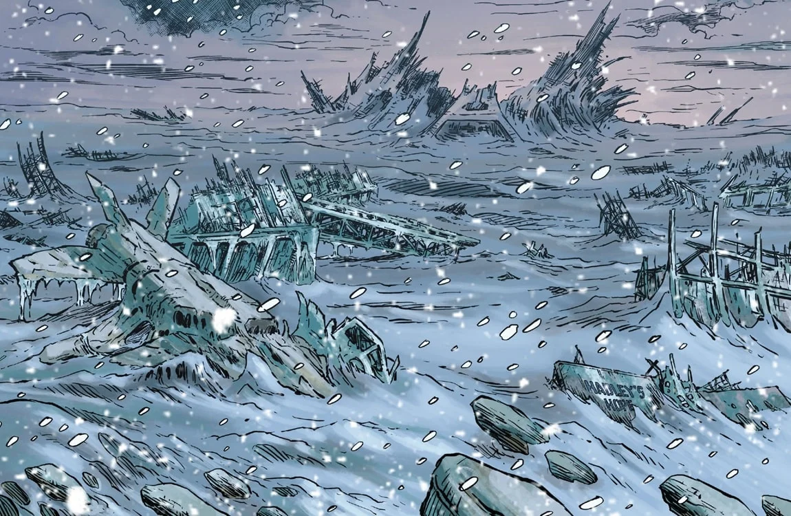The Aftermath of the Atmosphere Processor explosion on LV-426, producing conditions similar to a Nuclear Winter