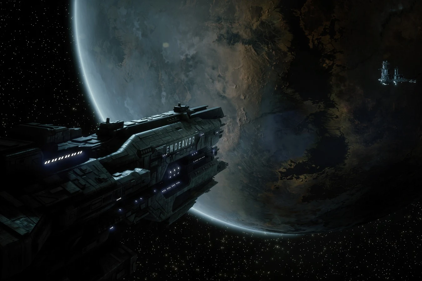 The UAS Endeavor approaching LV-895 from orbit
