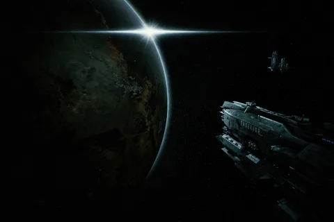 The UAS Endeavor in orbit over the jungle world LV-895