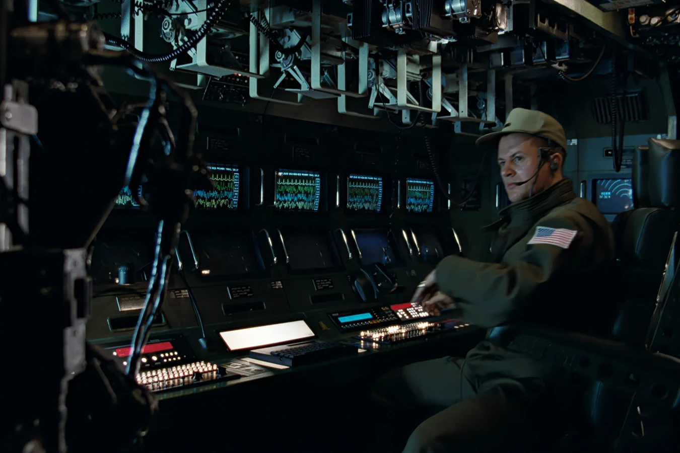 Lieutenant Gorman at the M577 Tactical Operations Center watching marine vital-sign monitors in Aliens