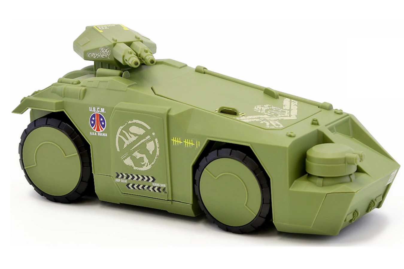 Lanard Toys Alien Collection Advanced-APC in olive drab, marked Bug Crusher, USCM, and USS Sulaco
