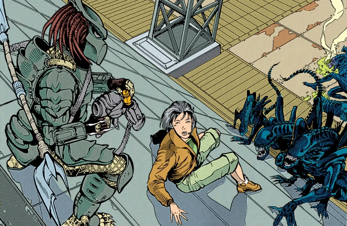 Dachande and Machiko Noguchi fighting Xenomorphs on Ryushi