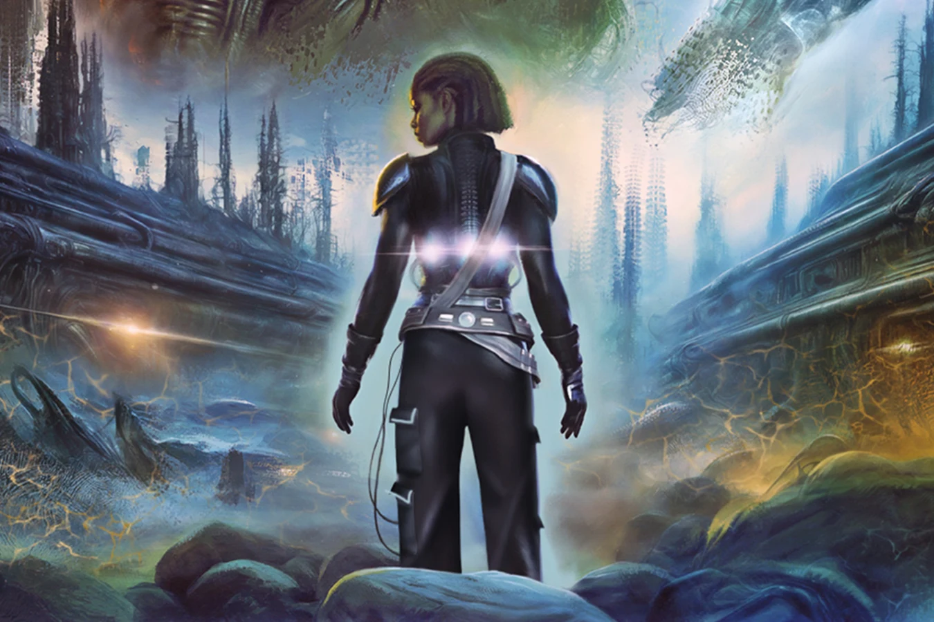 Mae Hendricks standing on the ice world Dimitar, from the Alien: Seventh Circle cover