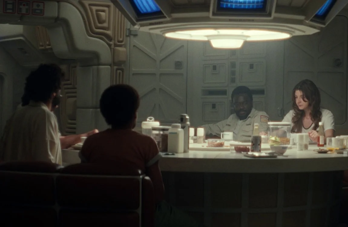 The crew of the USCSS Maginot in the mess hall