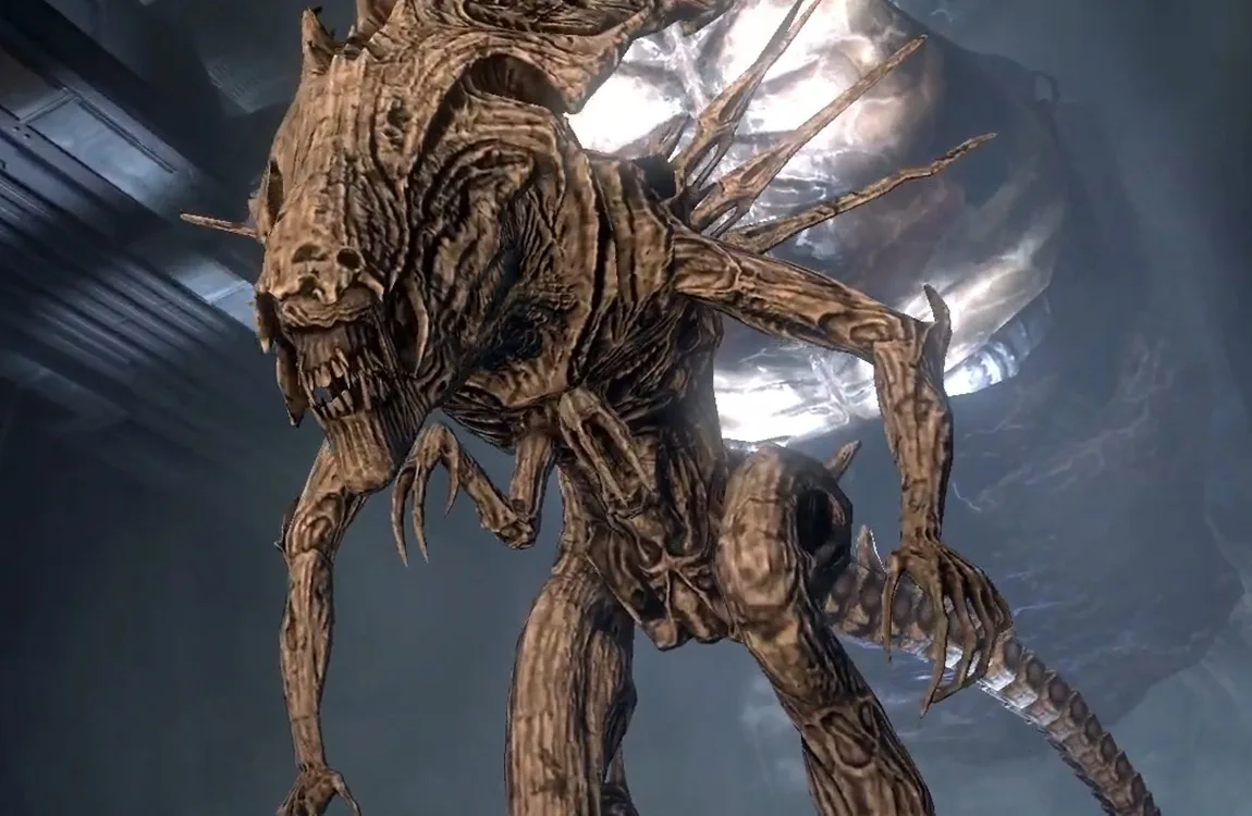 The Matriarch escaping with Specimen 6 in Aliens vs. Predator