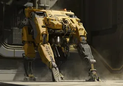 Super Power Loader mech suit facing a Yautja warrior