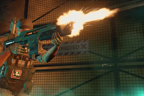 Medic class Marine firing a pulse rifle with a medic patch on his chest rig in Aliens Fireteam Elite 2