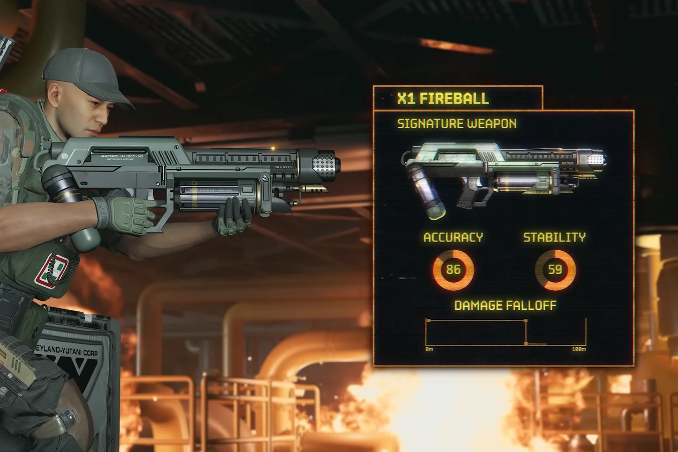 X1 Fireball signature weapon UI for the Medic class in Aliens Fireteam Elite 2