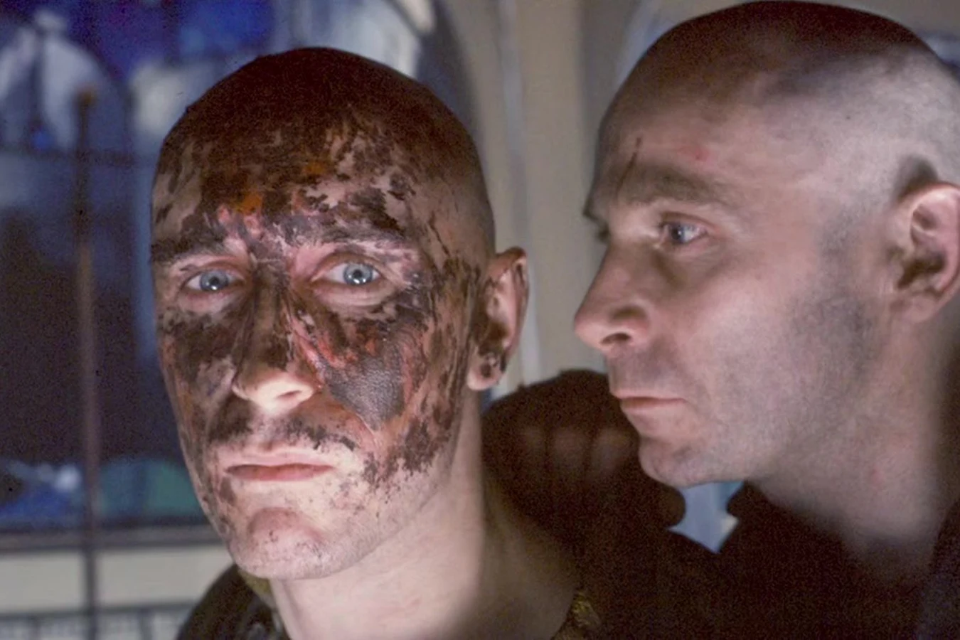 Paul McGann as Golic and Danny Webb as Morse on the Alien 3 set