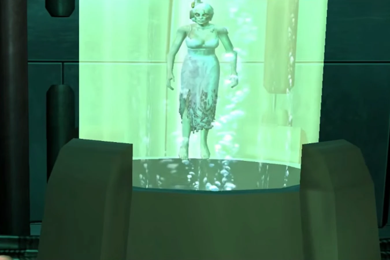 Isabella Borgia standing in the green MOTHER chamber in Predator: Concrete Jungle