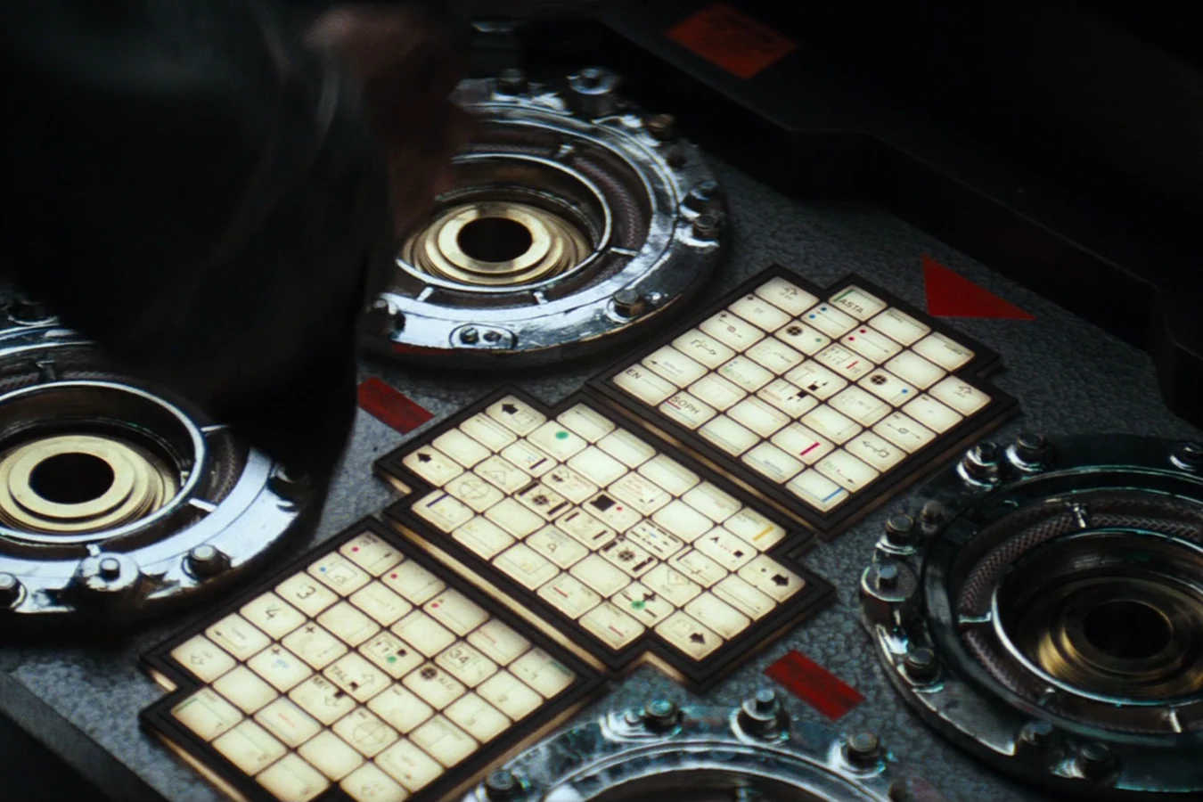 Ellen Ripley's hand over the Nostromo self-destruct switches in engineering