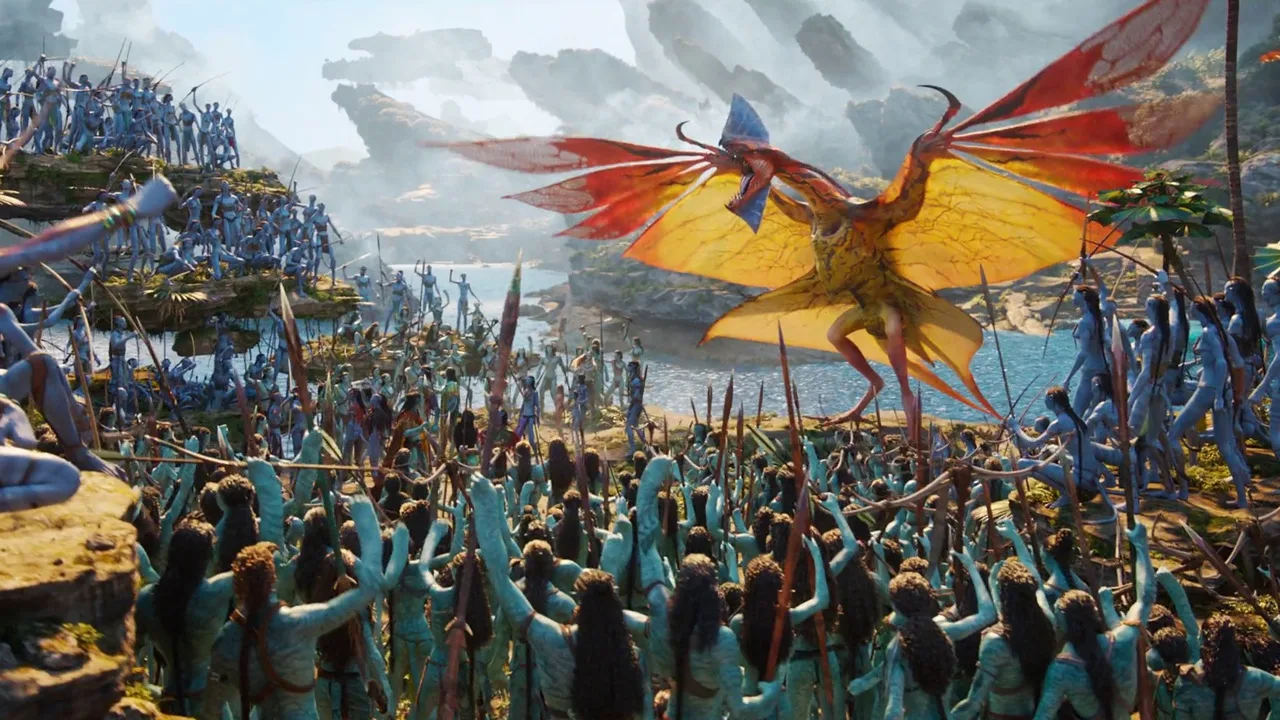 Toruk Makto uniting the Na'vi clans once again in Avatar: Fire and Ash