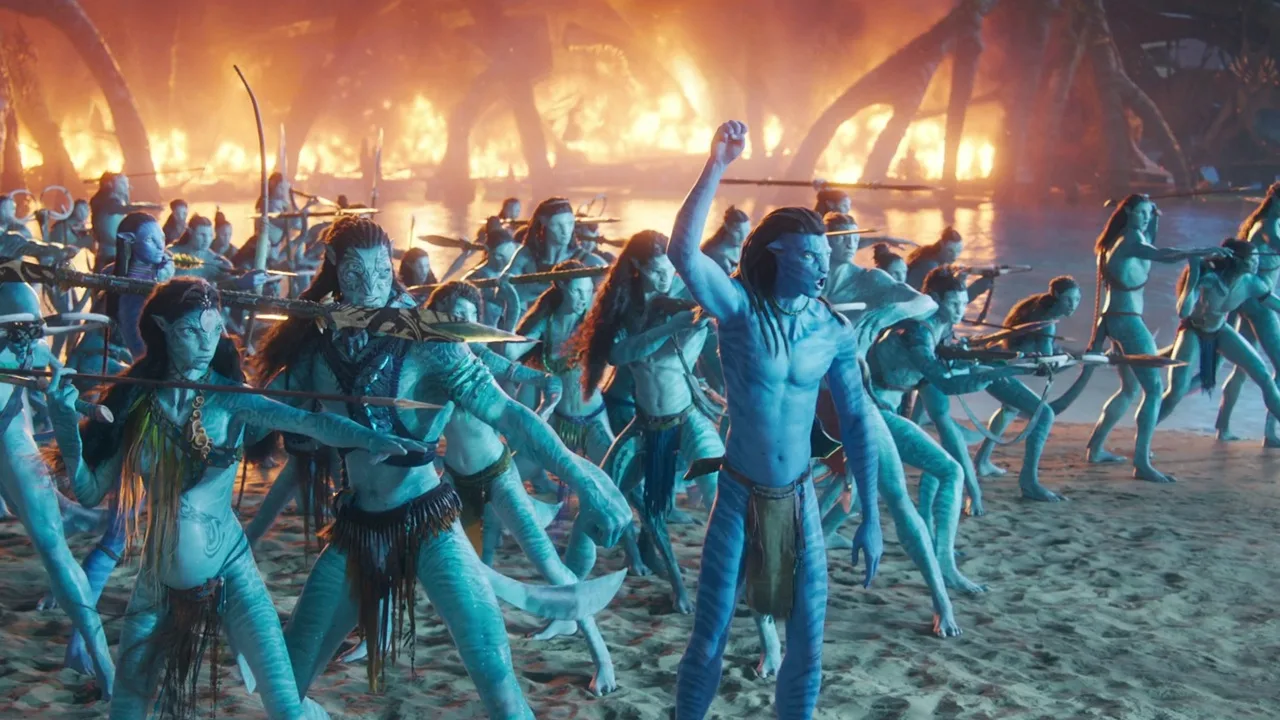 Na'vi warriors preparing for battle in Avatar: Fire and Ash