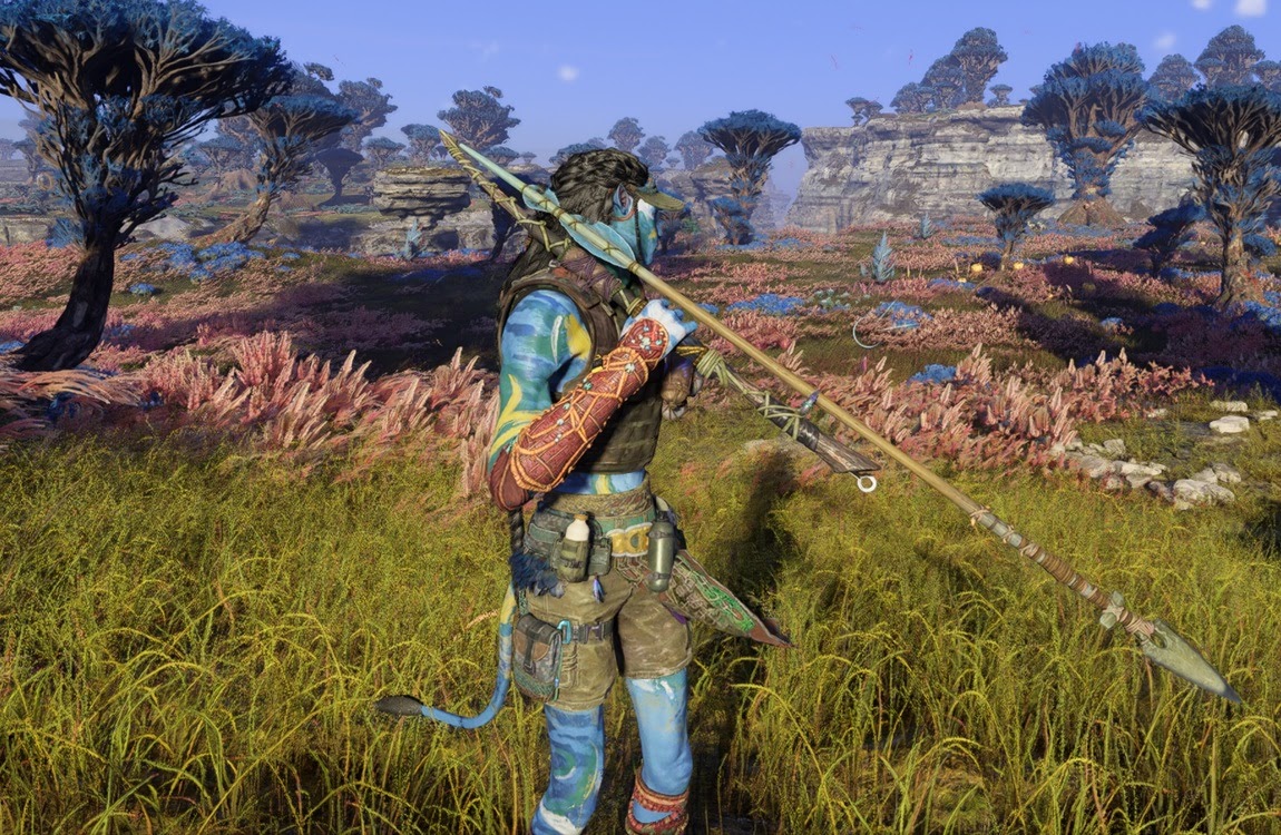A Sarentu warrior with the Spear Thrower in Avatar: Frontiers of Pandora