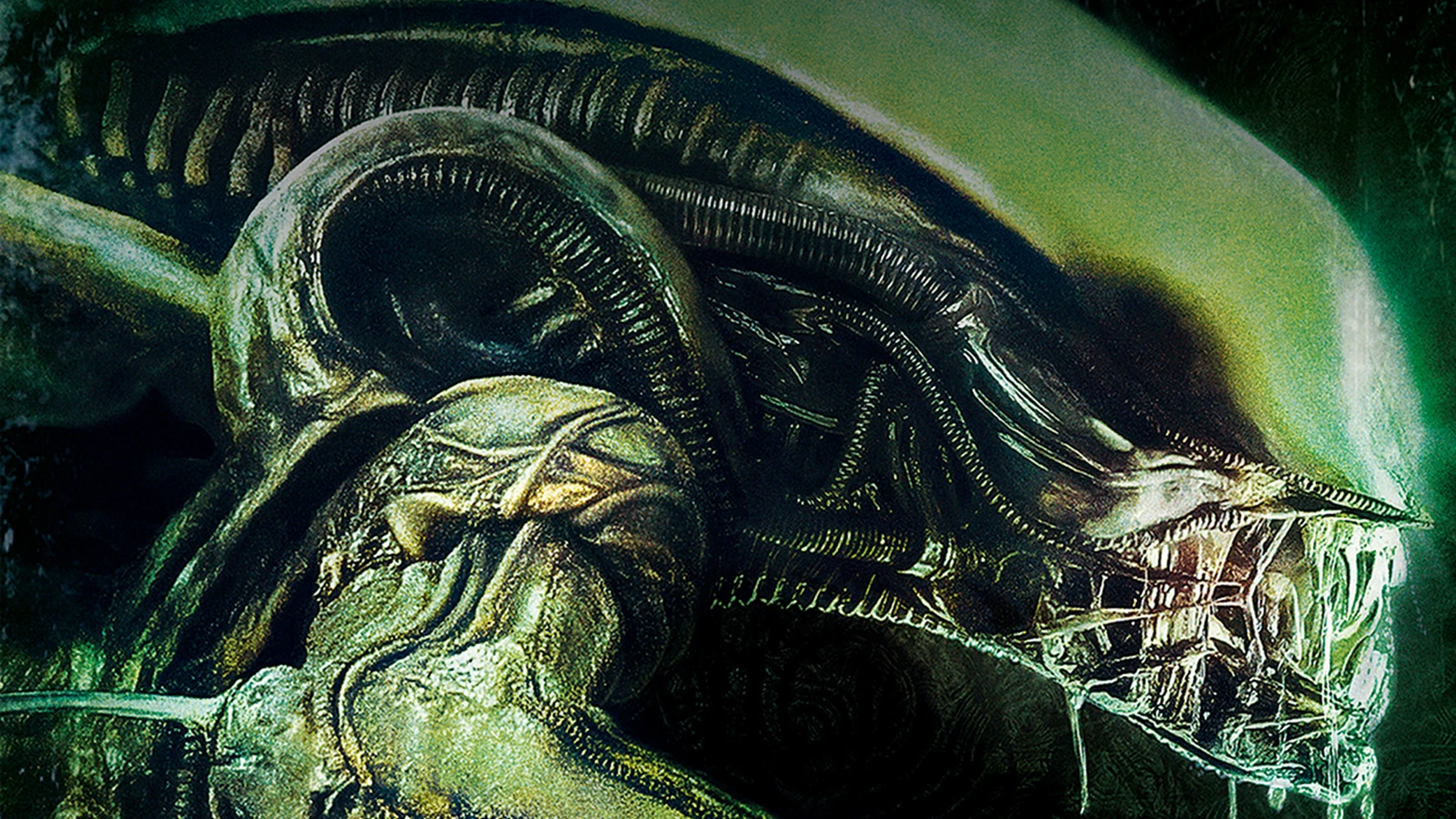 Necromorph Xenomorph in profile, its hide marked by necrosis and leaking fluid