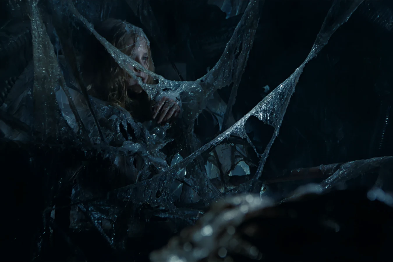 Newt trapped in Xenomorph resin in the Hadley's Hope hive in Aliens