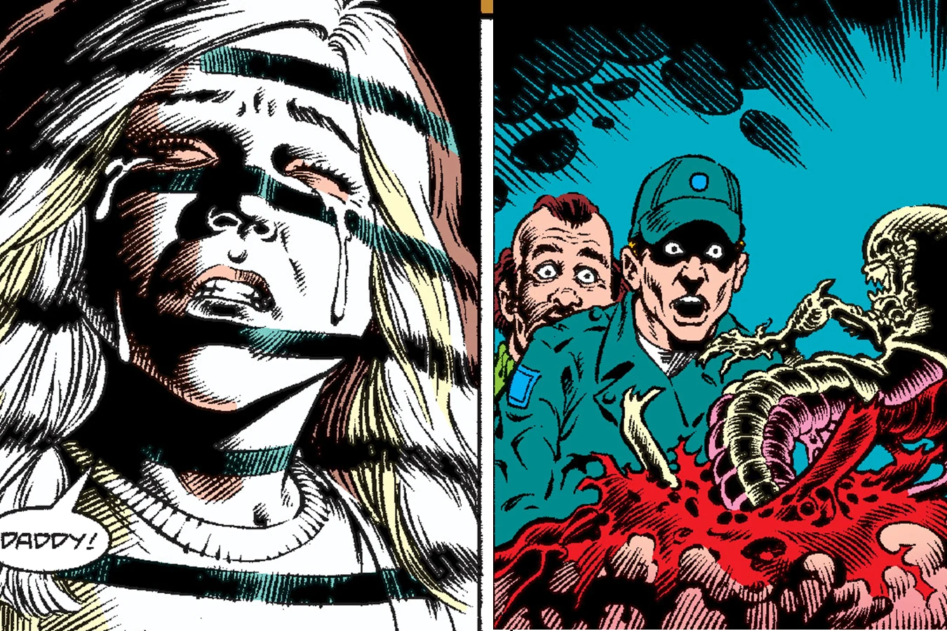 Newt crying as a Chestburster kills Russ Jorden in Aliens: Newt's Tale