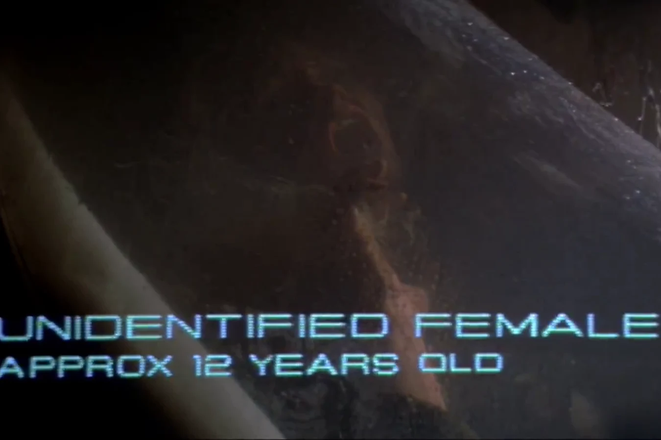 EEV scan labeling Newt an unidentified female approximately 12 years old in Alien 3