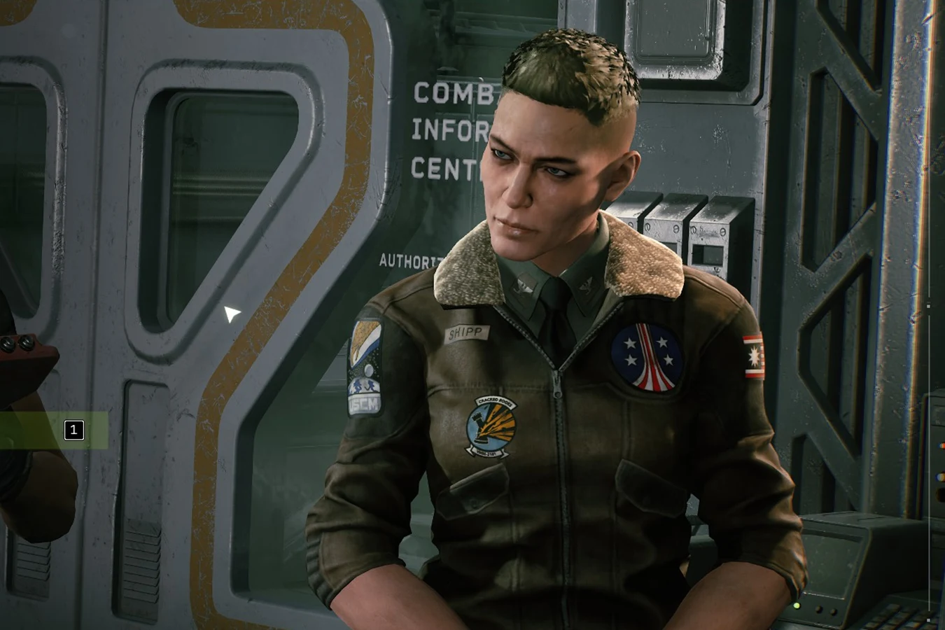 Colonel Olivia Shipp in uniform aboard the UAS Endeavor in Aliens: Fireteam Elite