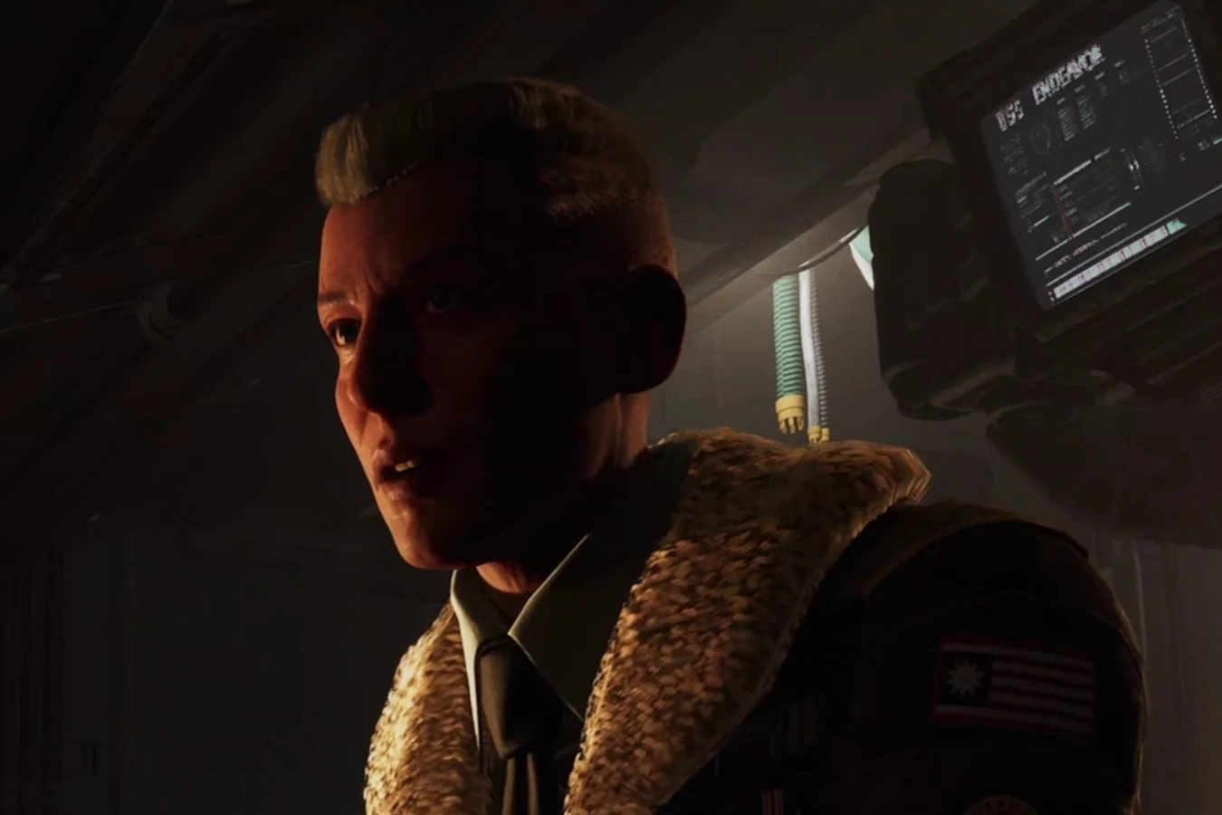 General Olivia Shipp aboard the Endeavor after the LV-558 campaign in Aliens: Fireteam Elite 2