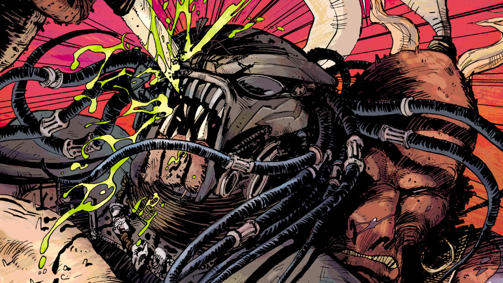 Ahab Predator stabbed in the eye from Fire and Stone comics