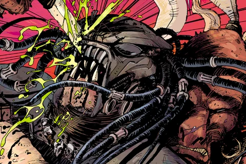 Ahab Predator stabbed in the eye from Fire and Stone comics