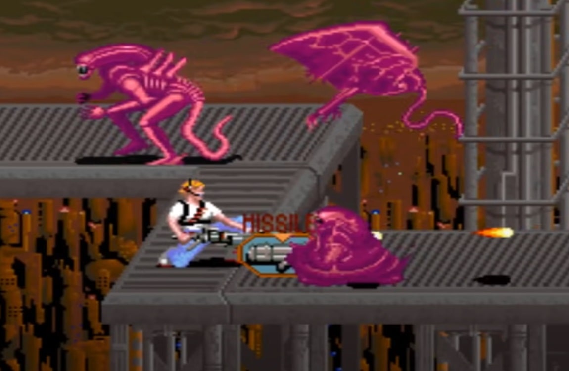 Pink Xenomorphs from the Aliens: Arcade Game