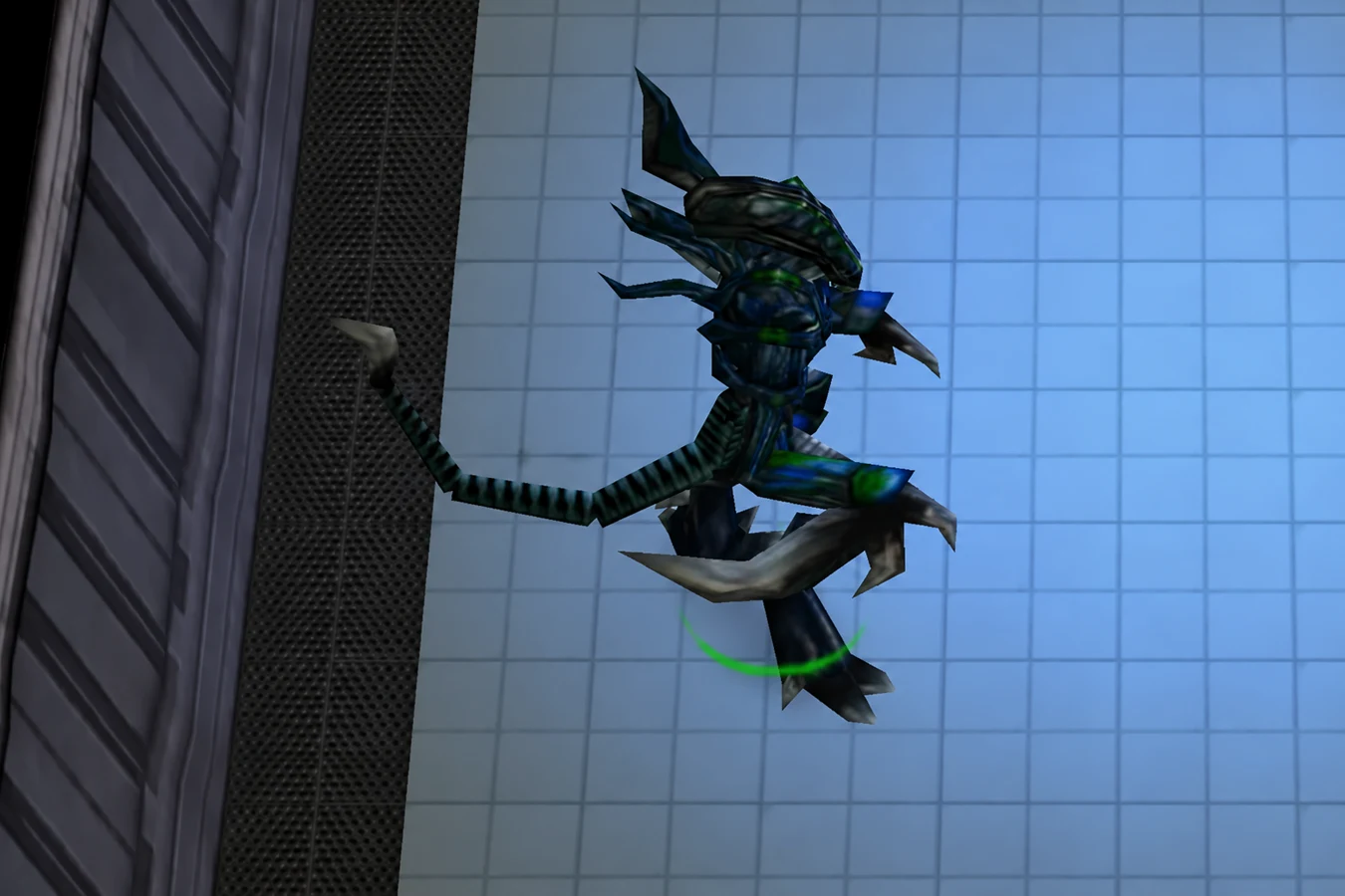 A Ravager Xenomorph with scythe blades from Aliens vs. Predator: Extinction