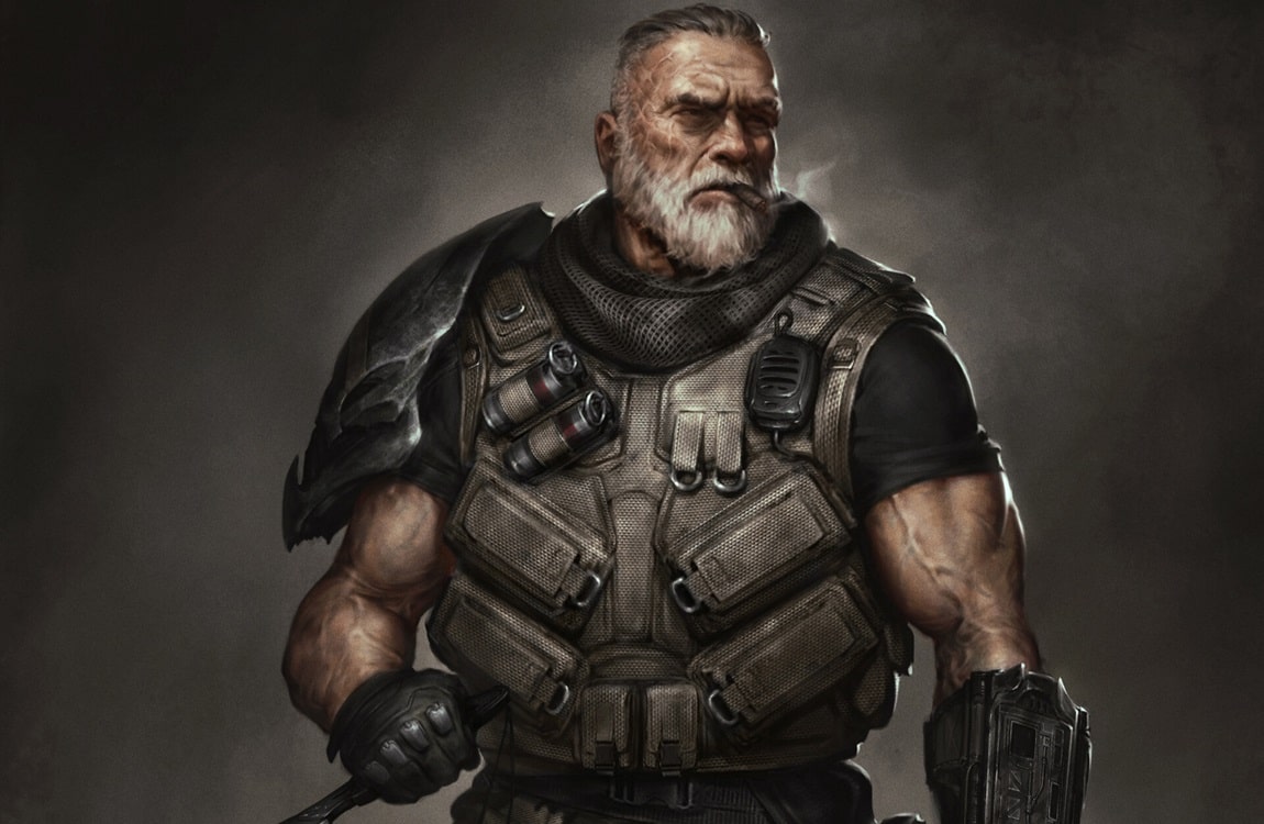 Old Dutch Schefer in concept art from Predator: Hunting Grounds