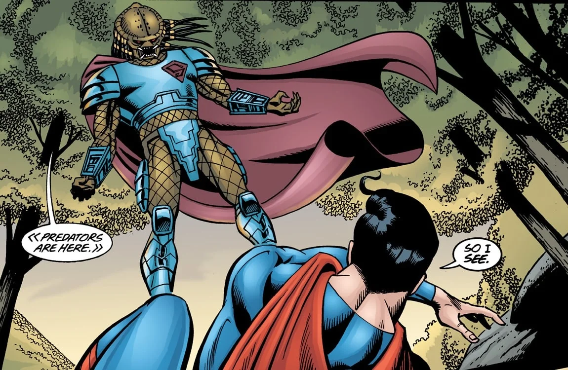 A Meta Predator with a red cape from JLA vs. Predator