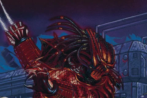 Brian Stelfreeze's painted cover for Predator: Cold War #1, with a Predator's masked face and wrist blades against the snowy Siberian mountains