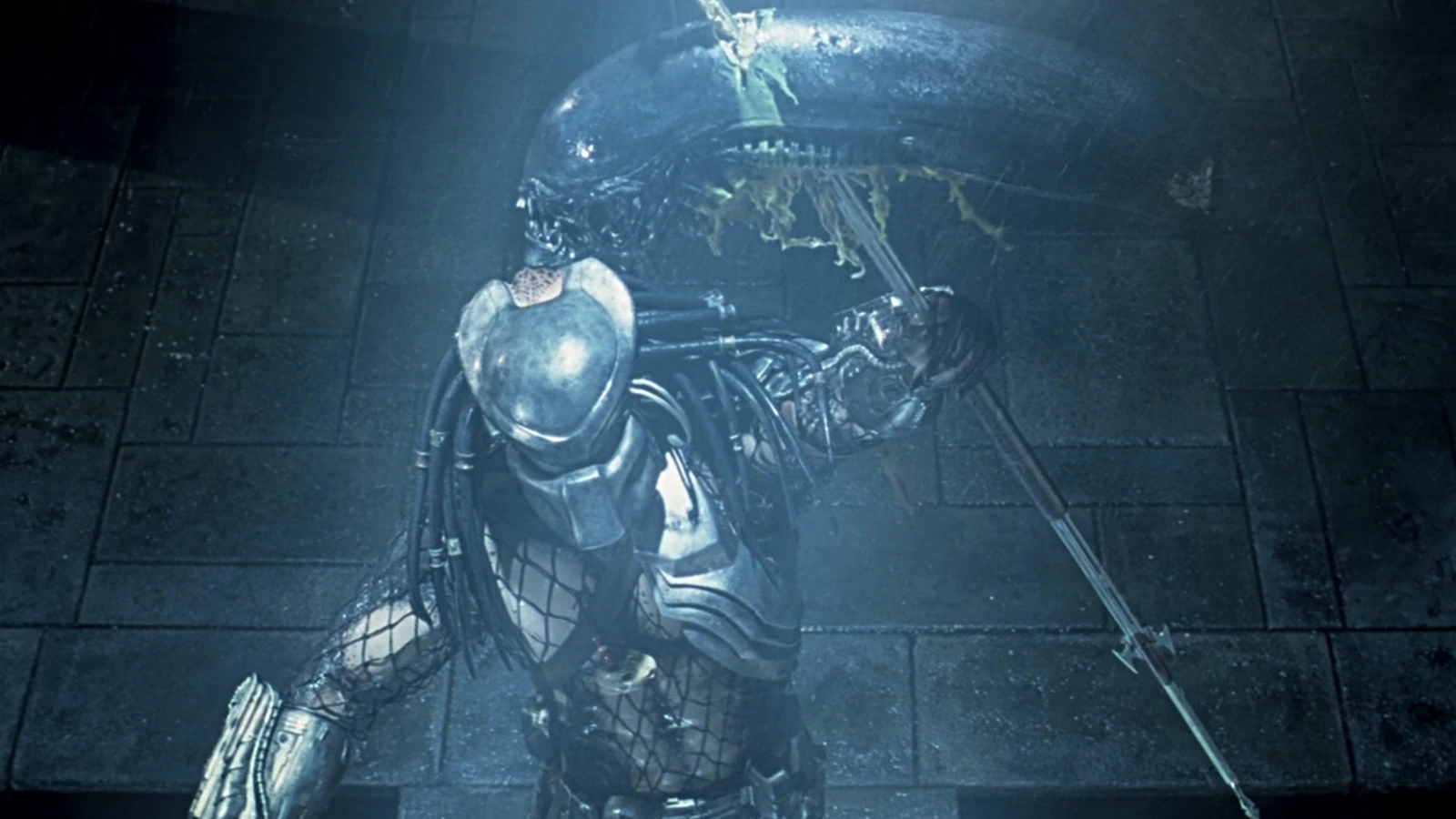 An honorable Predator with a Xenomorph trophy