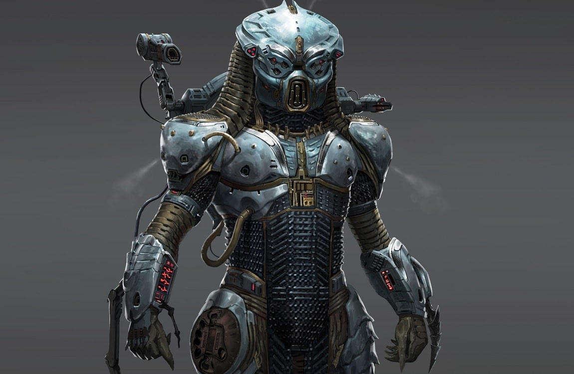 Concept art for a Predator with a vacuum suit from Rage War