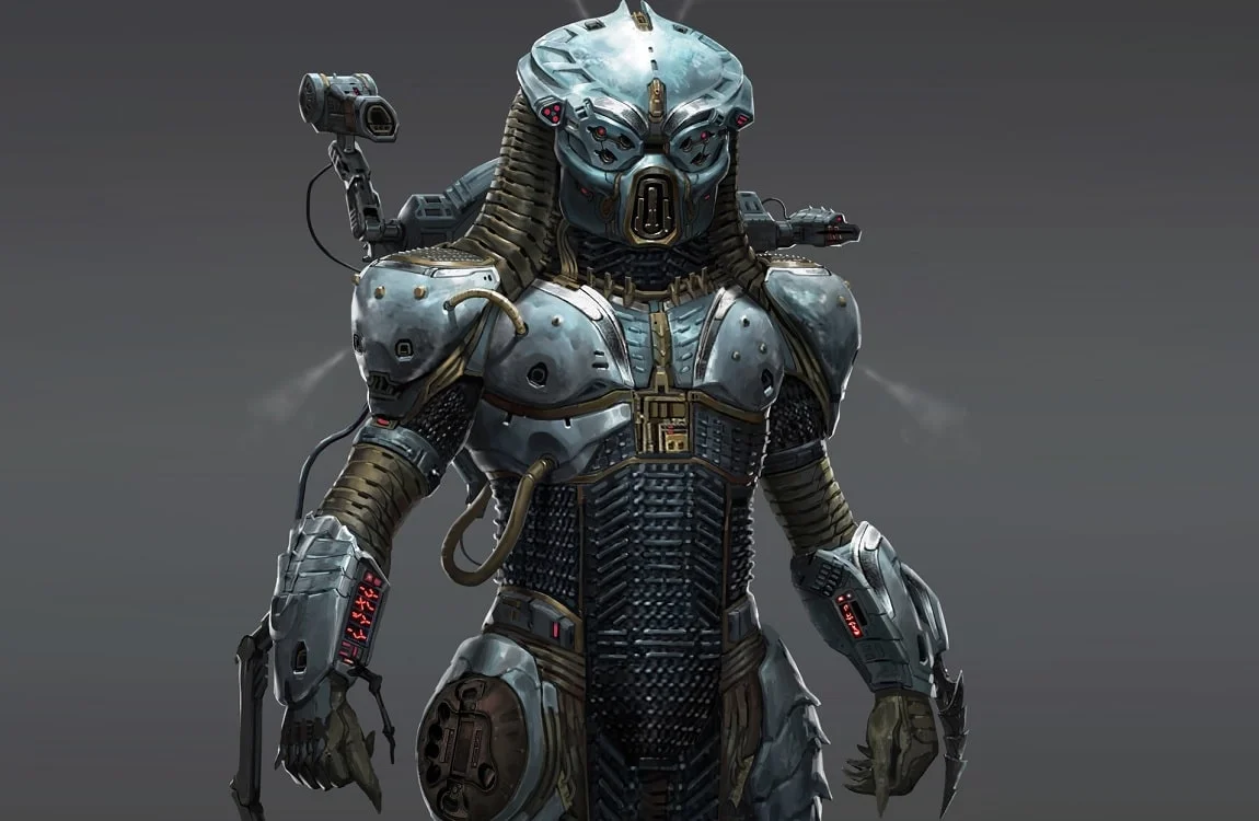 Concept art for a Predator with a vacuum suit from Rage War