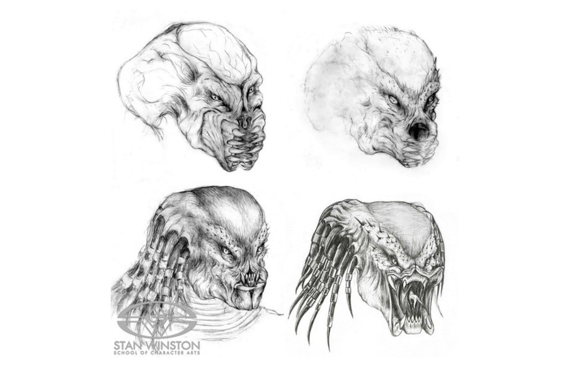Early Predator Mandible designs by Stan Winston