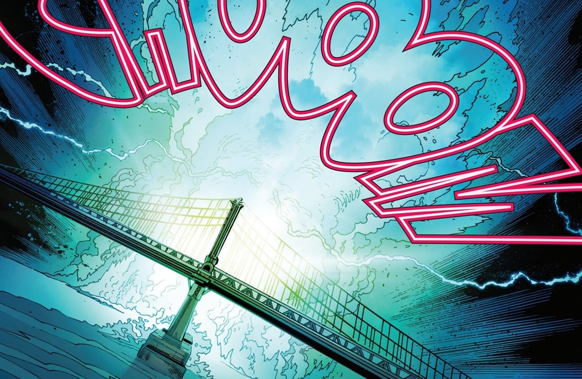 A Self Destruct explosion in New York from the Predator vs. Spider-Man comic