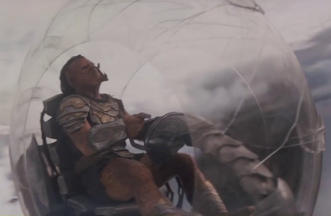 Dek Predator inside an emergency escape pod in Predator: Badlands