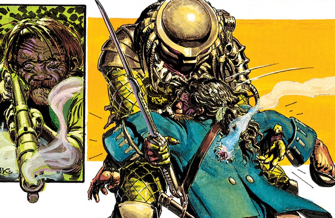 Golden Angel Predator with a Sword from Predator: 1718 comic