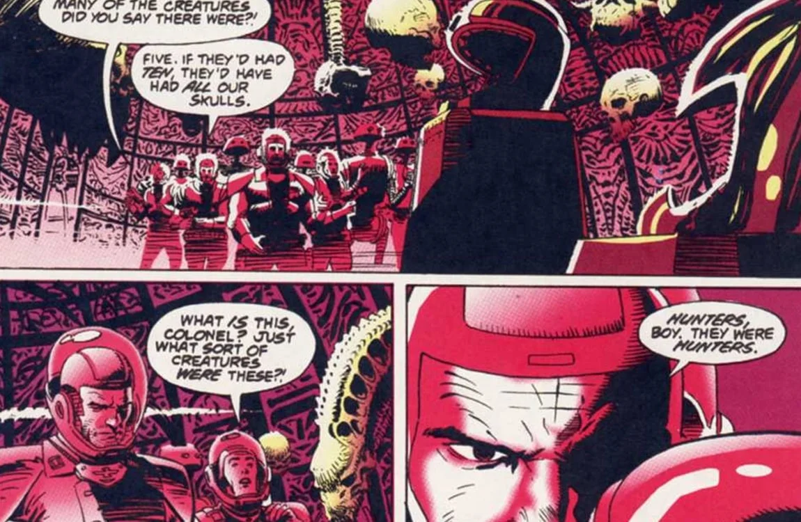 The trophy room from Predator vs. Magnus, Robot Fighter